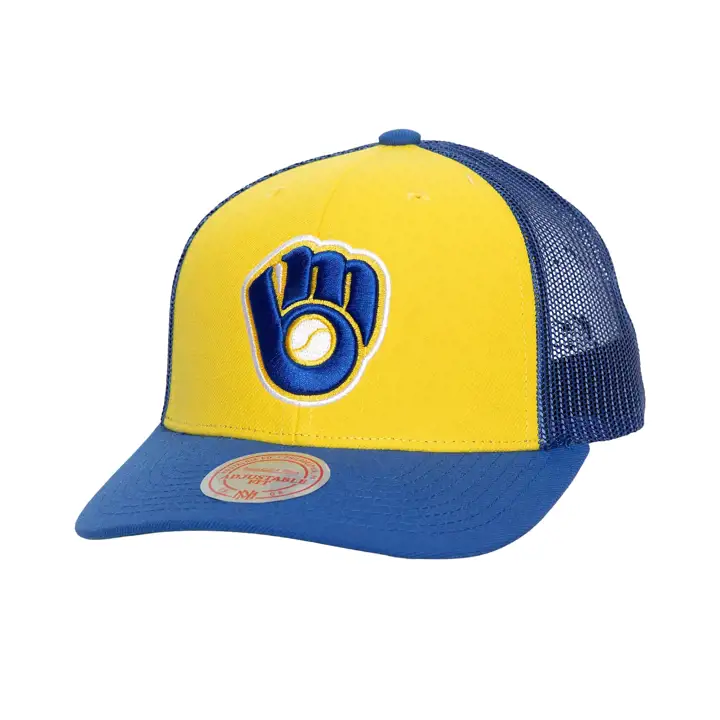 Casquette Milwaukee Brewers M&N MLB COOP TRUCKER Cooperstown JAUNE/BLEUE