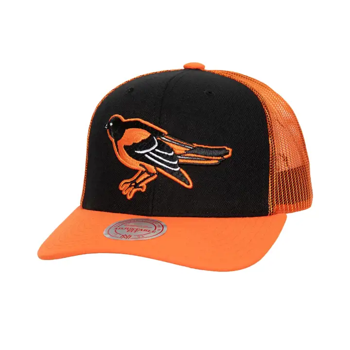 Casquette de baseball Baltimore Orioles M&N MLB COOP TRUCKER Cooperstown NOIR/ORANGE