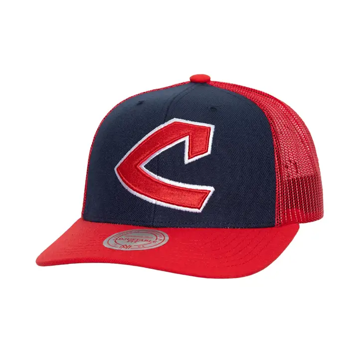 Casquette ajustable Cooperstown Trucker MLB Cleveland Indians M&N marine/rouge