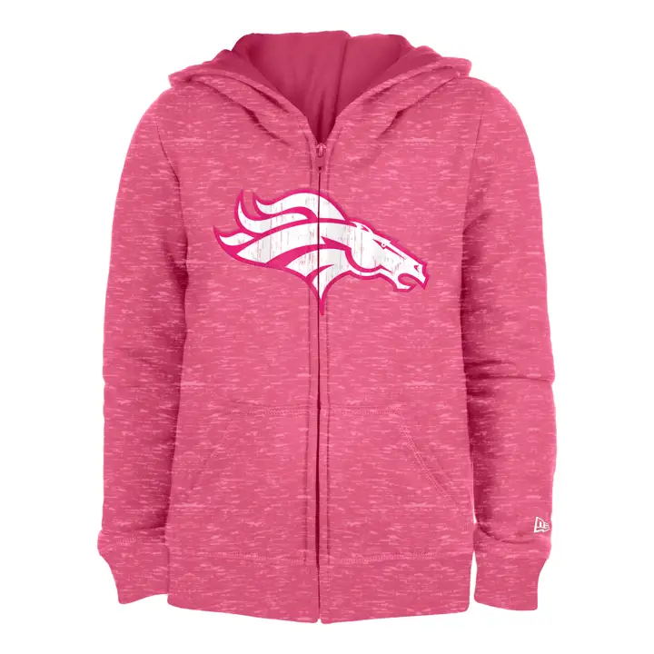 Veste de sport entièrement zippée avec logo NFL Denver Broncos pour jeune fille - Rose