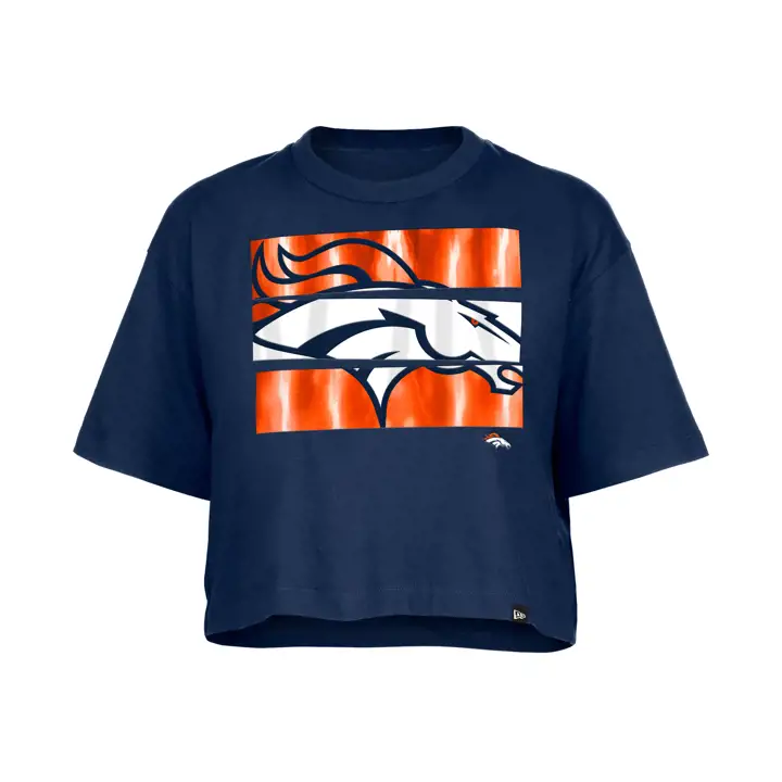 Denver Broncos NFL Femme T-shirt Court New Era Foil 24 MARINE