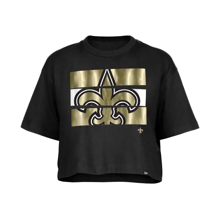 T-shirt court New Era Foil pour femme des Saints de La Nouvelle-Orléans NFL 24 BLK