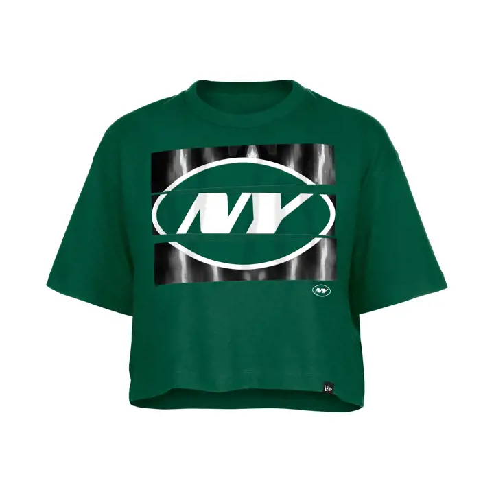 T-shirt court à feuille New Era NFL New York Jets pour femme 24 GRN