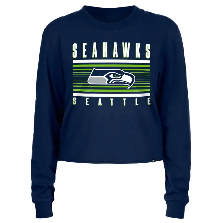 Seattle Seahawks NFL Femme New Era Active Manches Longues Court 24 MARINE