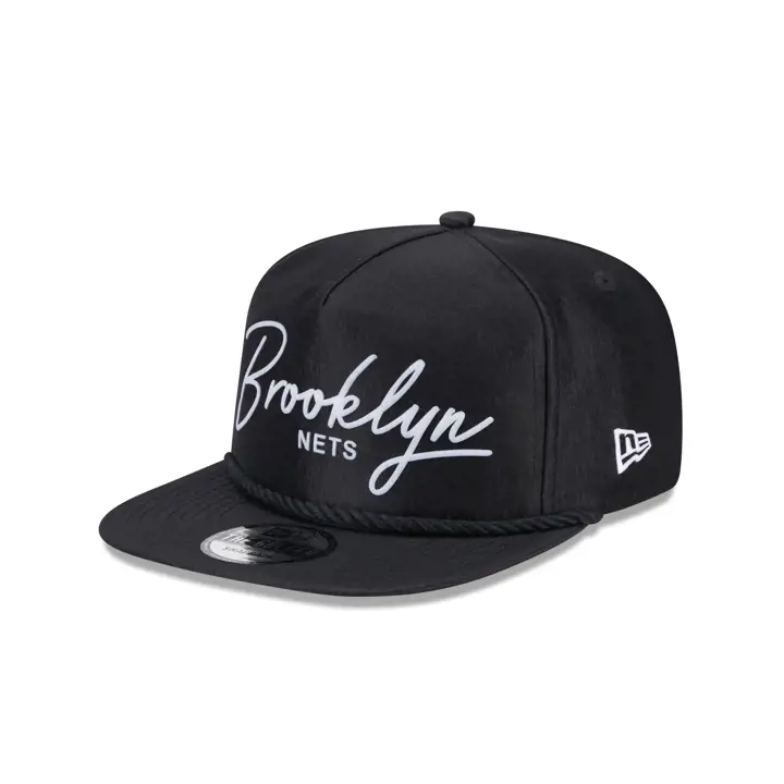Casquette de golf en nylon Brooklyn Nets NBA Script Noir/Noir/Vert kaki