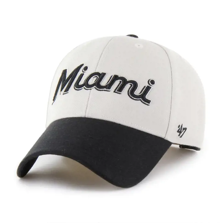 MIAMI MARLINS MLB Bone/Black Script '47 MVP TAN/BLK