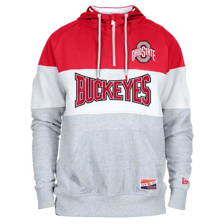 Ohio State Buckeyes NCAA Mixed Media 1/4 Zip Hood ROUGE