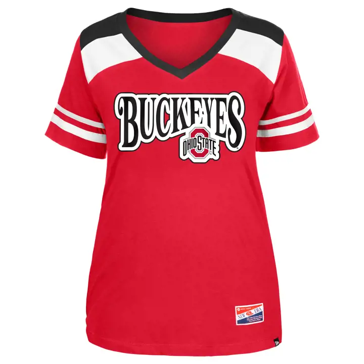 T-shirt Femme Col en V NCAA Ohio State Buckeyes ROUGE