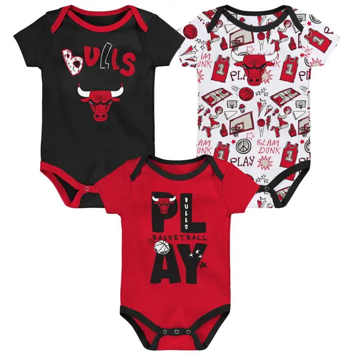 CHICAGO BULLS NBA Lot de 3 bodies nouveau-né Play Ball 24 mois ROUGE