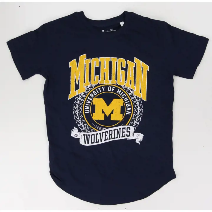 T-shirt femme à base arrondie Michigan Wolverines NCAA - Bleu marine