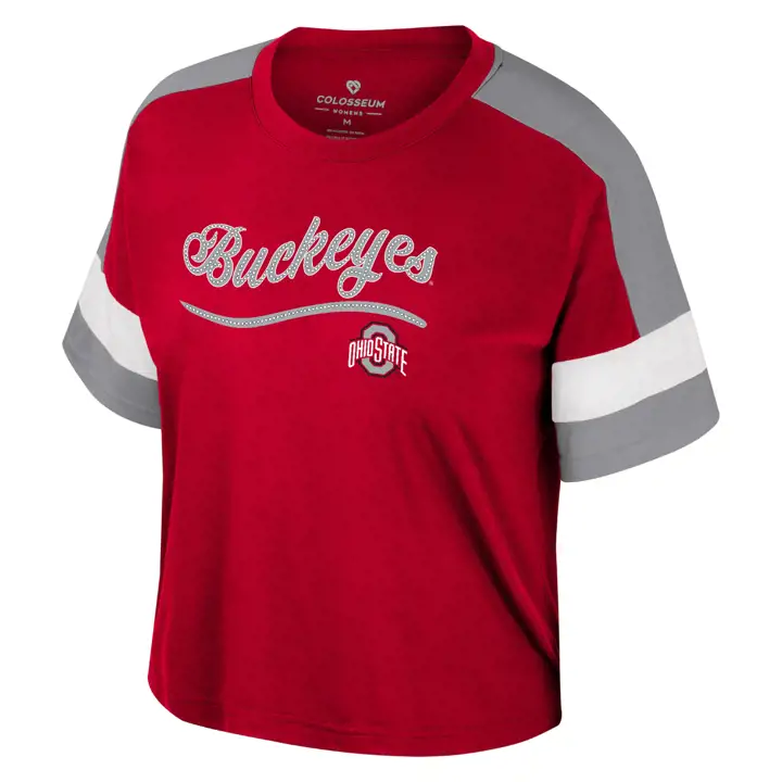 OHIO STATE BUCKEYES NCAA T-SHIRT DIAMOND FILLES 24 ROUGE/BLANC