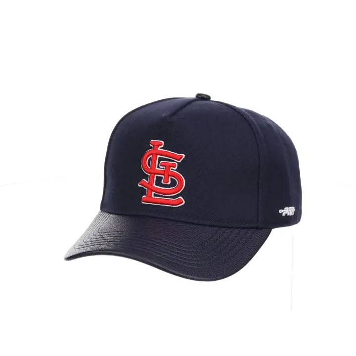 Visière en cuir pro MLB St. Louis Cardinals, sangle bleue marine/gris
