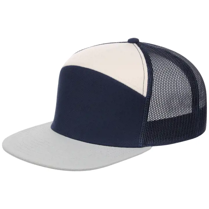 CASQUETTE CAMIONNEUR 7 PANNEAUX BLANK CBL Birdie BLEU MARINE/BLEU CLAIR/IVOIRE