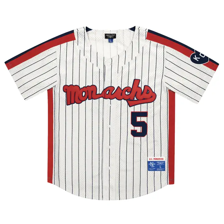 Monarchs EFF NLB Pinstripe Button Down Jersey ivo/red