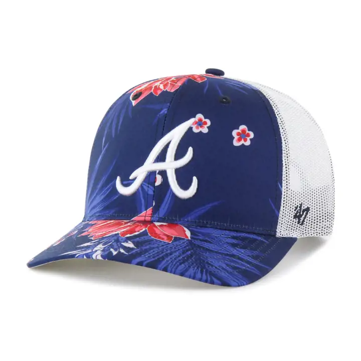 Casquette trucker florale des Braves d'Atlanta MLB '47 marine/blanc