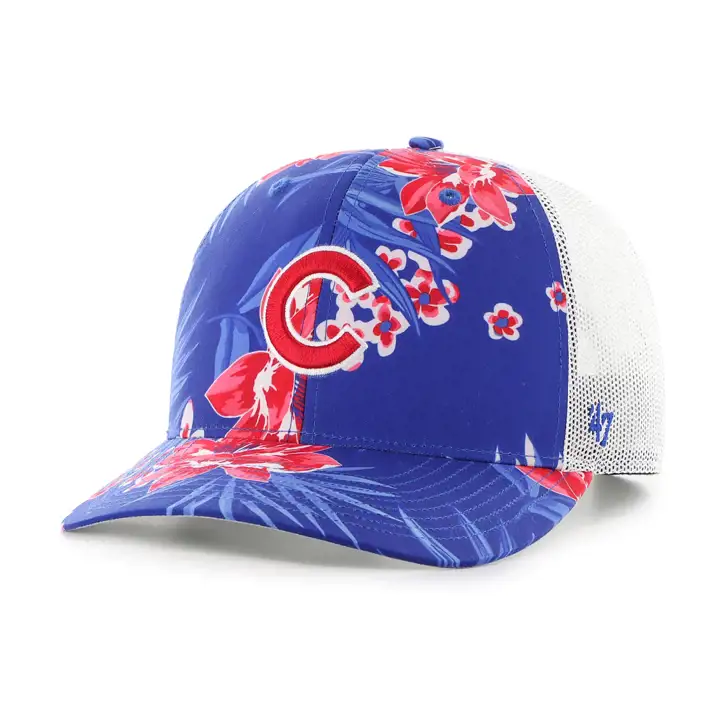 Casquette trucker MLB CHICAGO CUBS florale « '47 » ROUGE ROYAL/BLANC