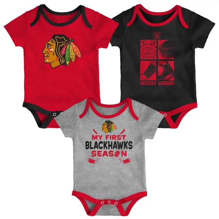 Ensemble de 3 articles de légende pour nouveau-né Chicago Blackhawks LNH GRIS