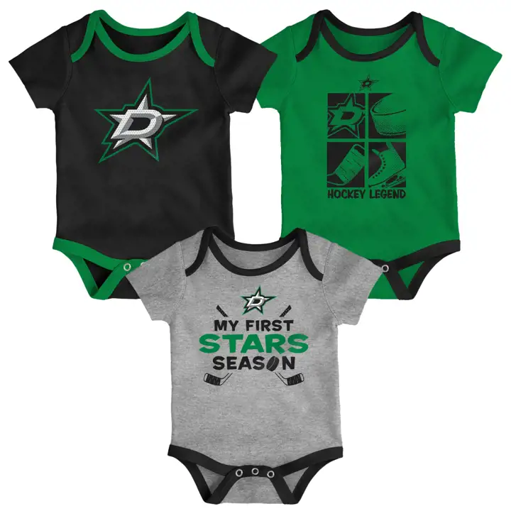 Ensemble de 3 articles Dallas Stars LNH Nouveau-né Légende GRIS