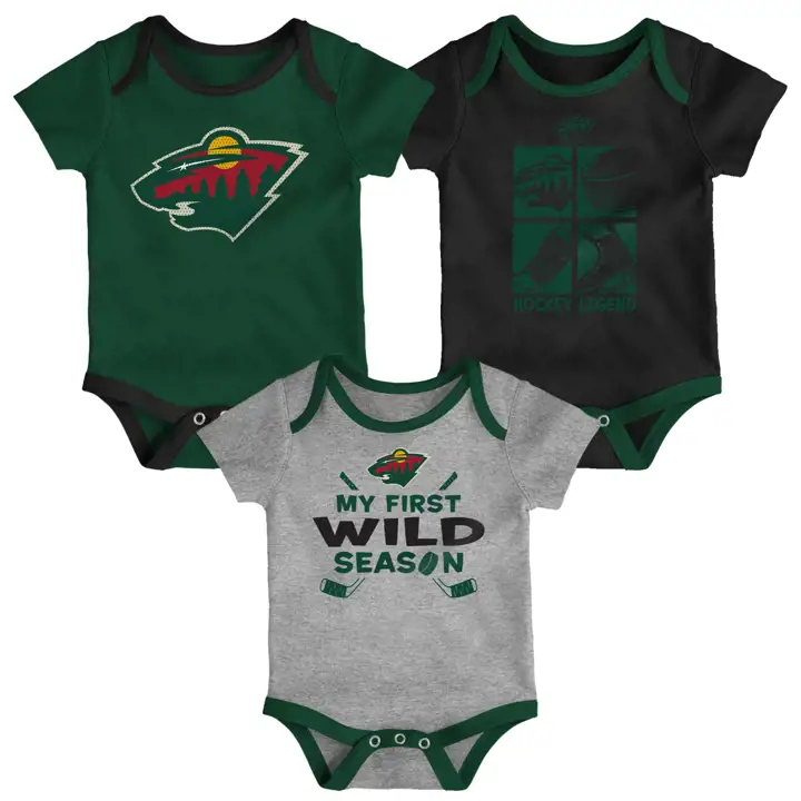 Ensemble de 3 articles pour nouveau-né Minnesota Wild NHL Legend - GRIS