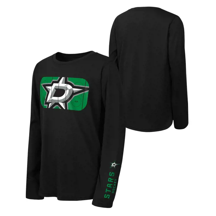 T-shirt à manches longues Cross Ice LNH enfant Dallas Stars NOIR