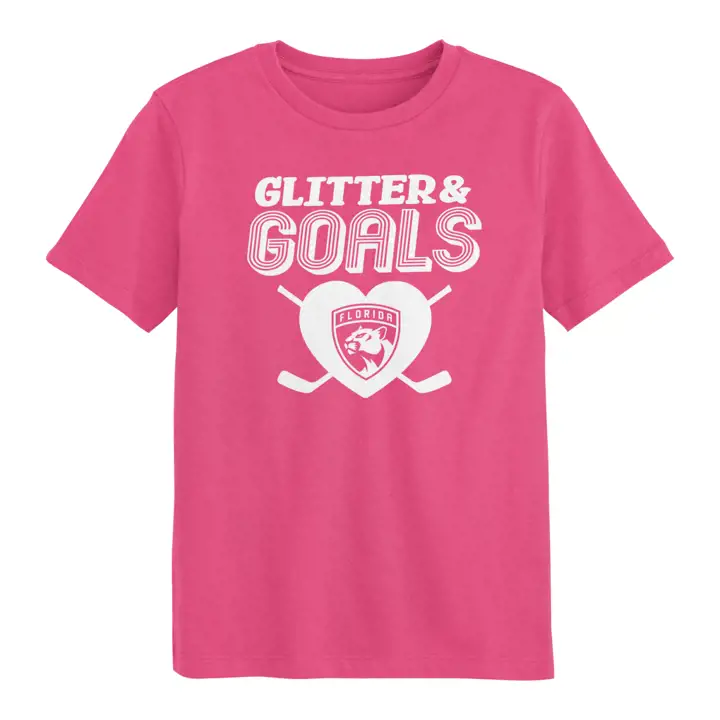 T-shirt Paillettes et Buts pour enfants Florida Panthers LNH ROSE