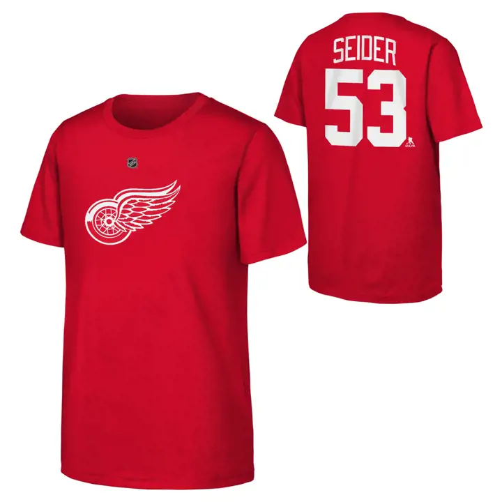 T-shirt Enfant NHL Red Wings de Détroit Joueur N&N Moritz Seider