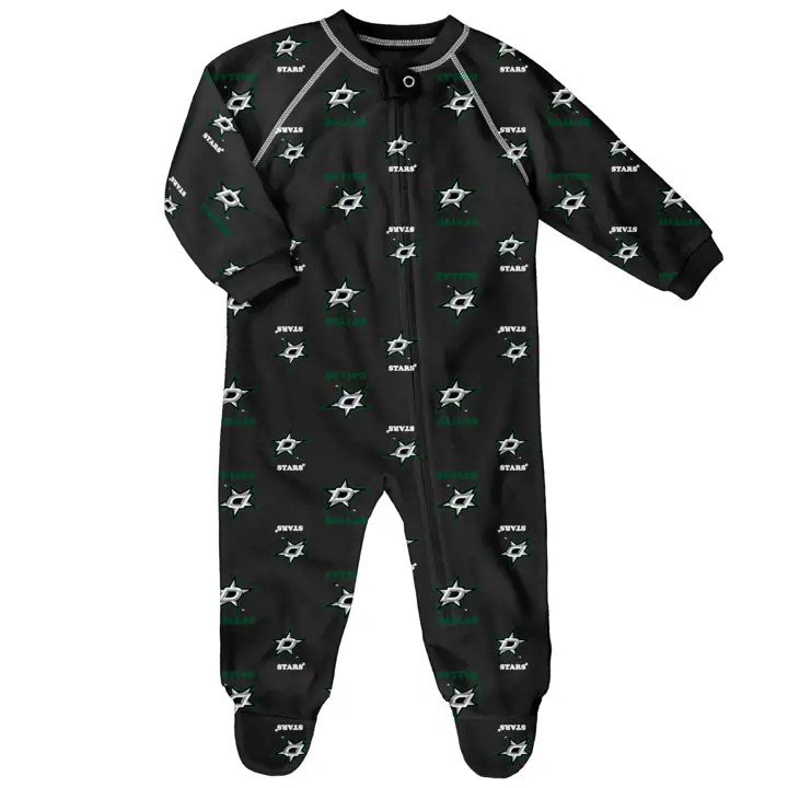 Combinaison grenouillère zippée à manches raglan pour nouveau-né Dallas Stars LNH - Noir