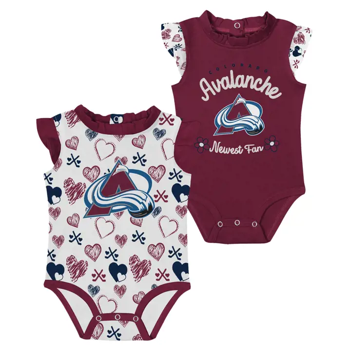 Ensemble de 2 pièces « Happy Hearts » Colorado Avalanche LNH pour nouveau-né – Blanc
