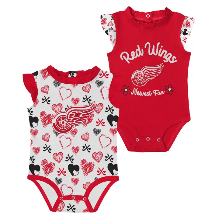 Ensemble de 2 sucettes NHL Happy Hearts Detroit Red Wings nouveau-né Blanches