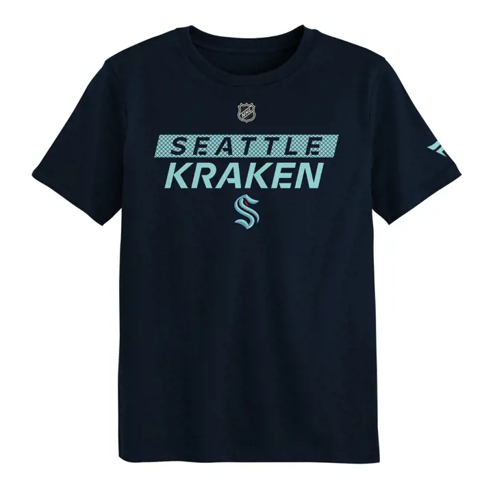 T-shirt Authentique Pro à Logo Enfant LNH Seattle Kraken 24 Marine