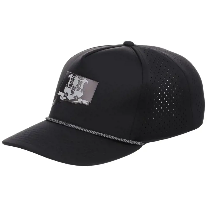 Casquette technique 5 panneaux réfléchissante Connecticut avec corde NOIRE
