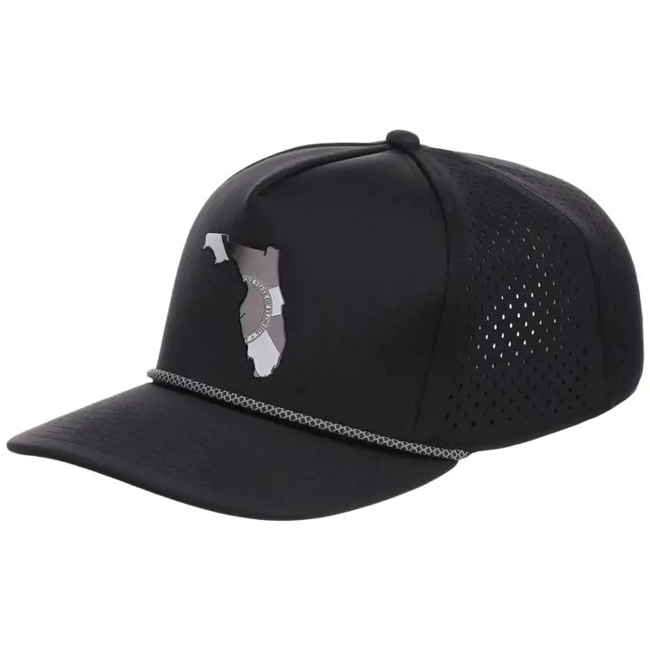 Casquette technique 5 panneaux réfléchissante Florida avec corde NOIRE