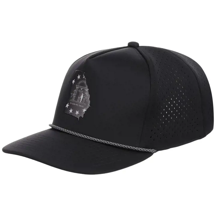Casquette technique 5 panneaux Georgia Reflective avec corde, noire