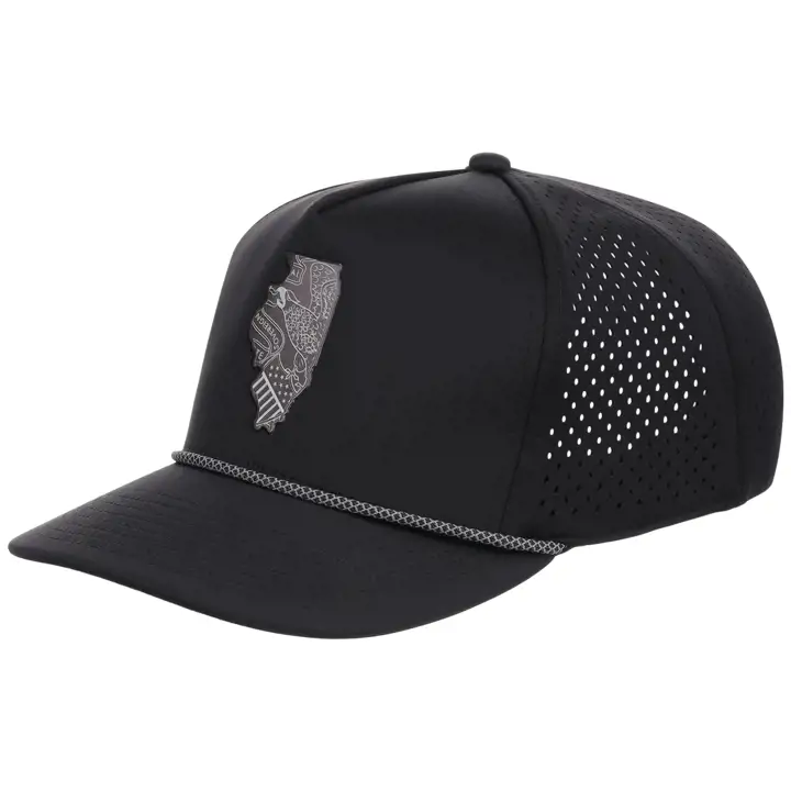 Casquette technique à 5 panneaux Illinois Reflective avec corde NOIRE