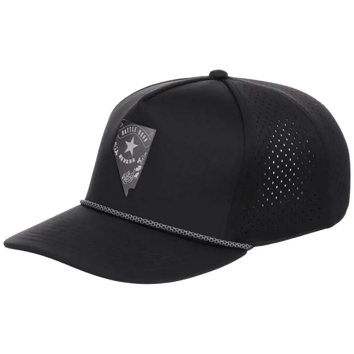 Casquette Trucker Nevada Reflective 5 panneaux tech avec corde, noire