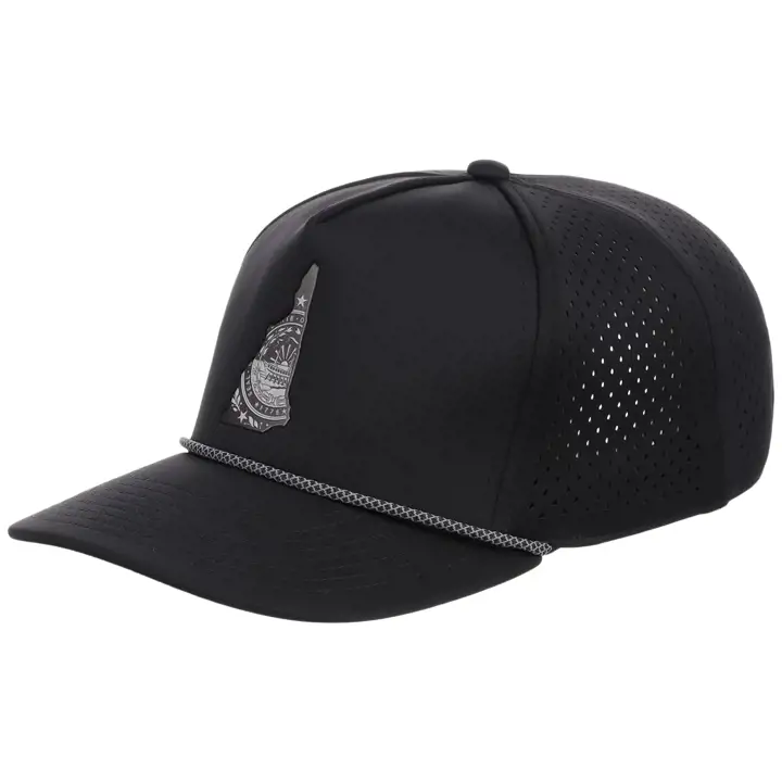 Casquette technique 5 panneaux réfléchissante New Hampshire avec corde NOIRE