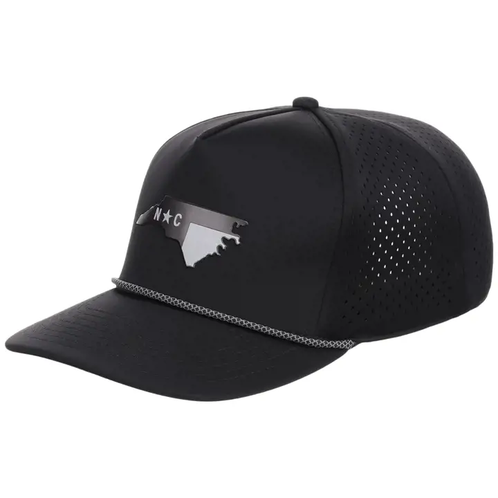Casquette technique 5 panneaux réfléchissante North Carolina avec corde - Noir