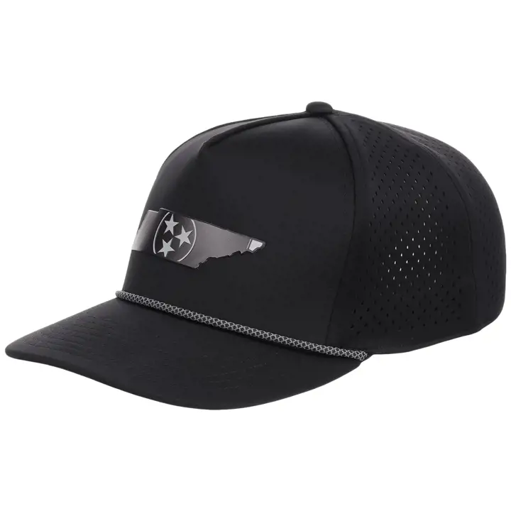 Casquette technique 5 panneaux réfléchissante Tennessee avec corde NOIRE