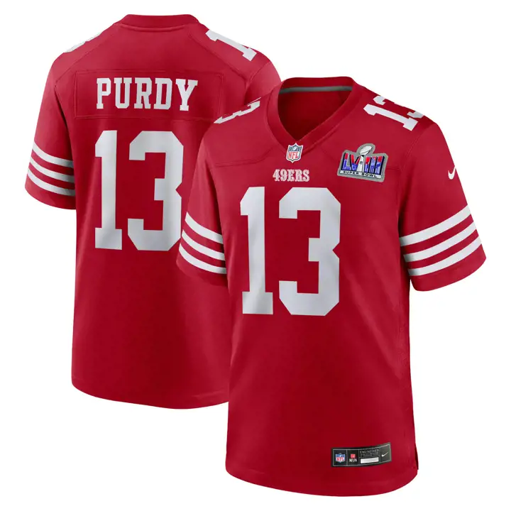 Maillot de match NFL pour homme San Francisco 49ers SB LVIII Patch 24