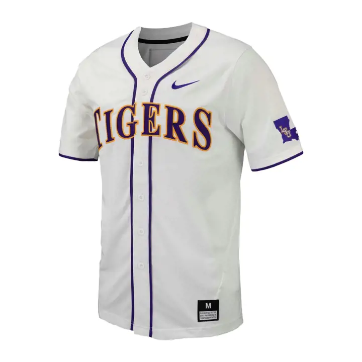 Maillot de baseball L.S.U. pour hommes, réplique, entièrement boutonné, SP24, blanc
