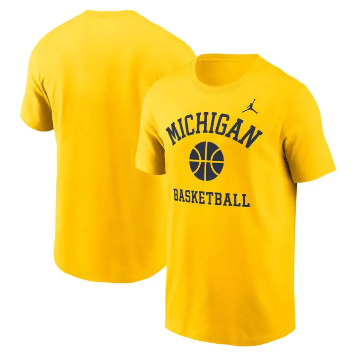 T-shirt Iconique de Basketball NCAA Michigan Wolverines jaune
