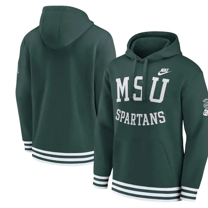 Sweat à capuche rétro NCAA Spartans de Michigan State vert