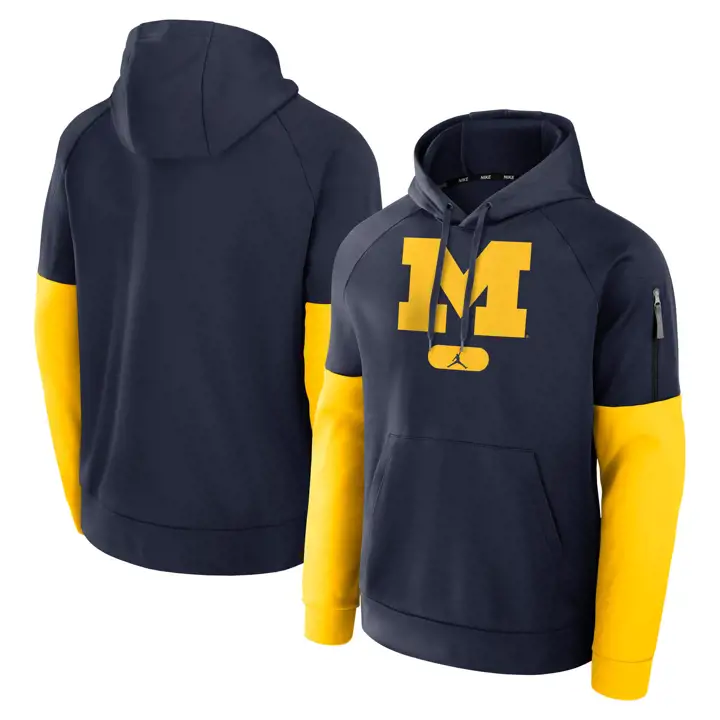 Sweat à Capuche Michigan Wolverines NCAA Fitness Bleu Marine