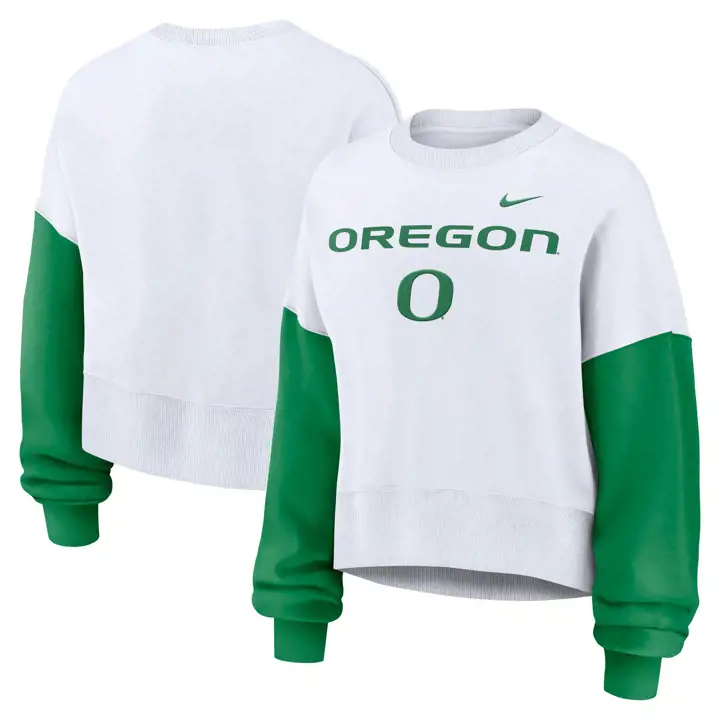 Oregon Ducks NCAA Crew-neck surdimensionné Phoenix pour femme - Blanc/vert