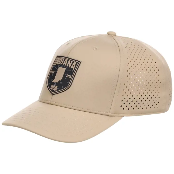 Casquette perforée avec écusson drapeau Indiana Kaki