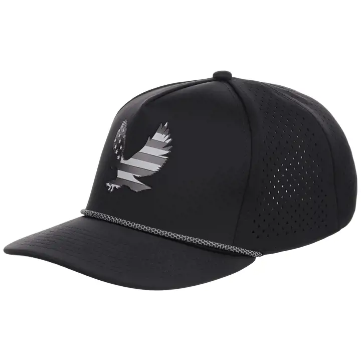 Casquette technique réfléchissante à 5 panneaux avec corde BLK/BLK (USA)