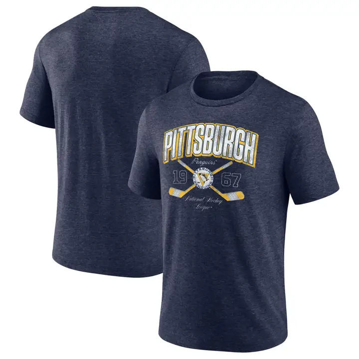 T-shirt marine triblend Pittsburgh Penguins LNH Crosse croisée