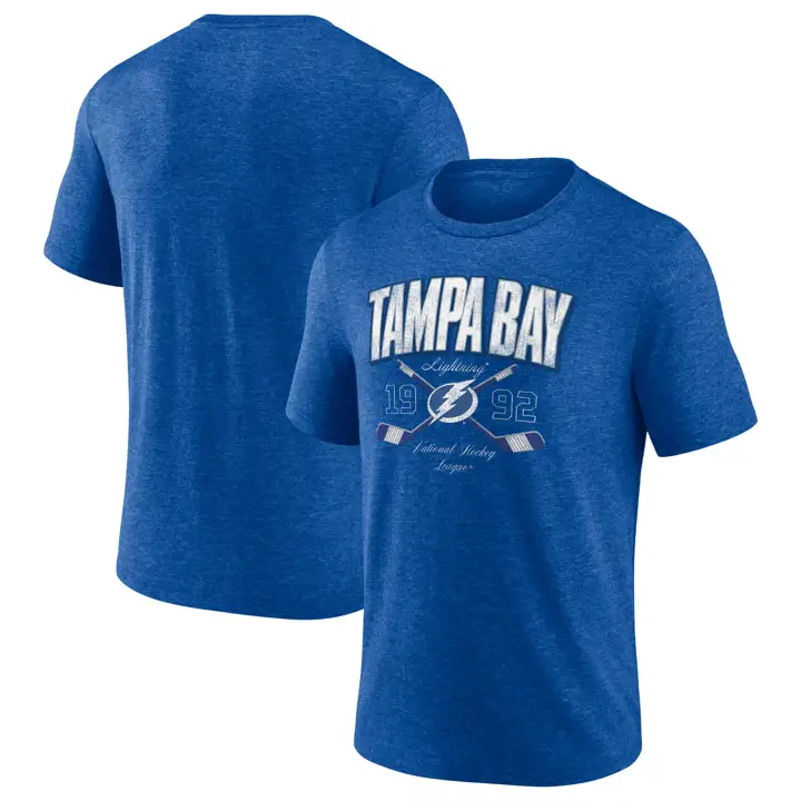 T-shirt Triblend bleu Tampa Bay Lightning NHL bâtons croisés