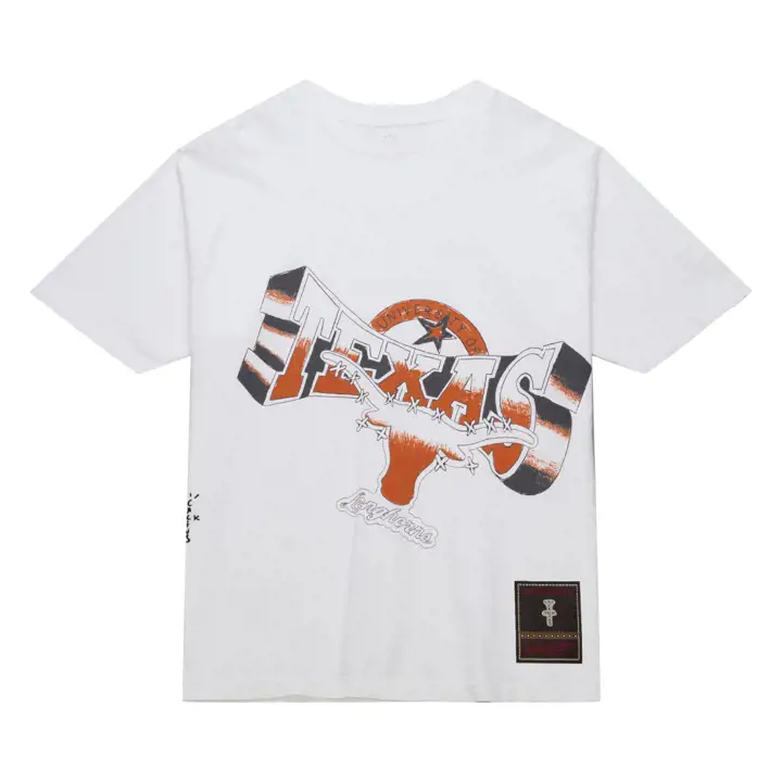 Texas Longhorns NCAA x Cactus Jack Hand Drawn White T-Shirt
