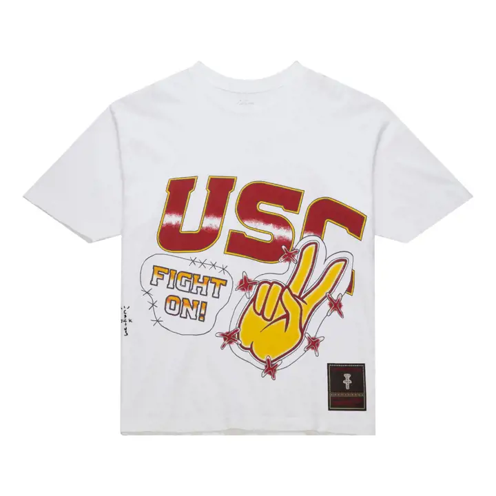T-shirt blanc dessiné à la main USC Trojans NCAA x Cactus Jack WHT
